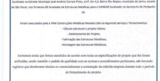 Construção Estrutura metálica Atestado Técnico